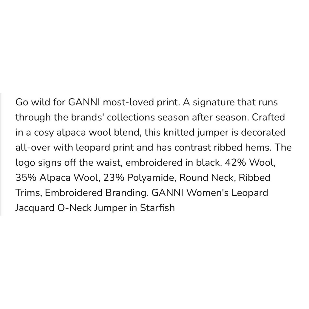NEW Ganni Leopard Jacquard Alpaca Wool Blend Sweater Size Small Animal Print - Picture 4 of 11